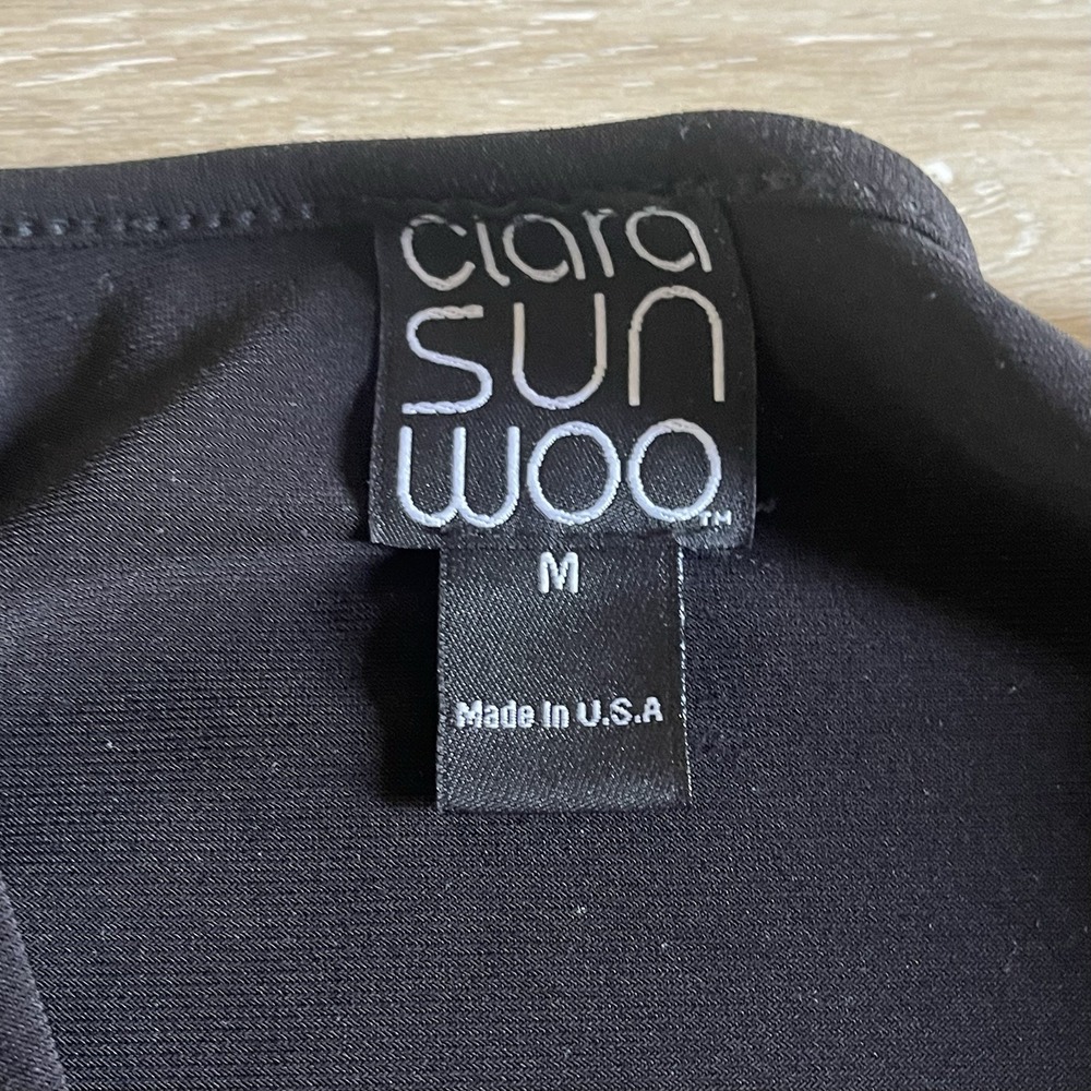 Clara Sun Woo Tunic Top Womens Medium Black Oversized Minimalist Slinky Stretch - Picture 4 of 6